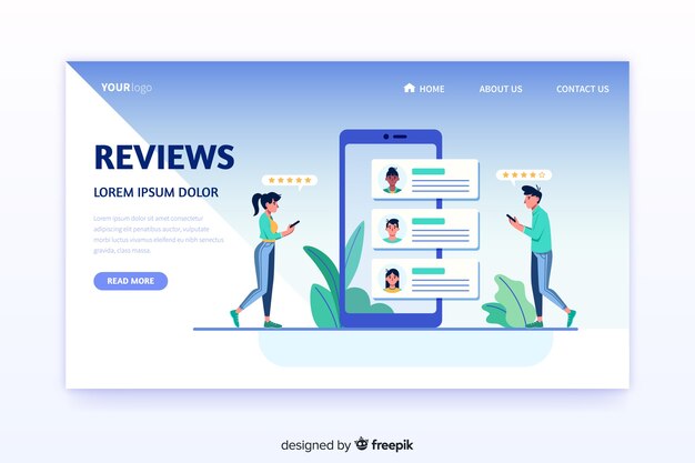 Reviews concept for landing page