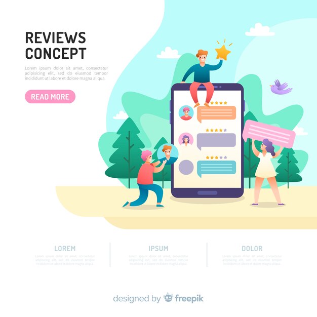 Reviews concept for landing page