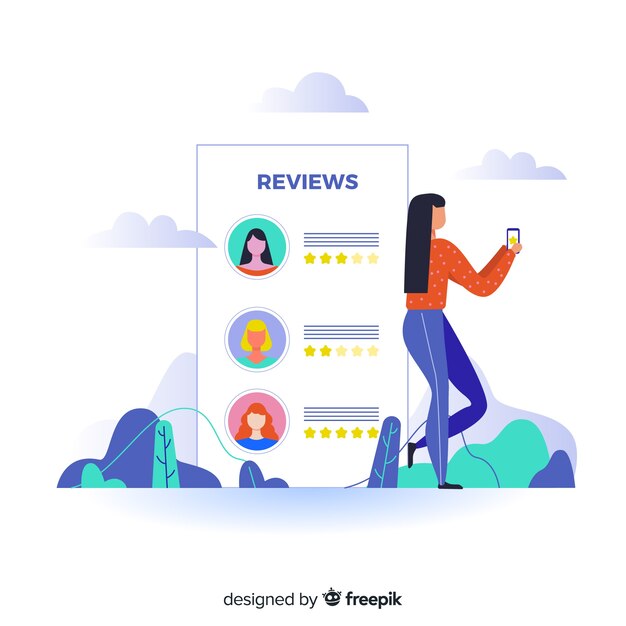 Reviews concept for landing page