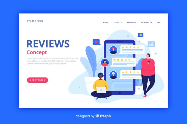 Reviews landing page flat style