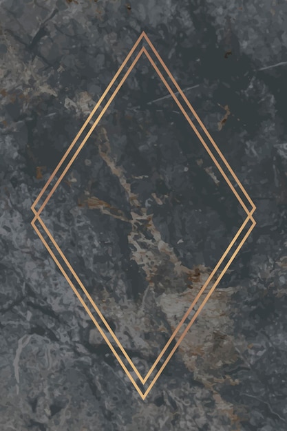 Free Vector rhombus gold frame on gray marble background vector