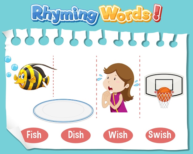 Free Vector rhyming words educational illustration