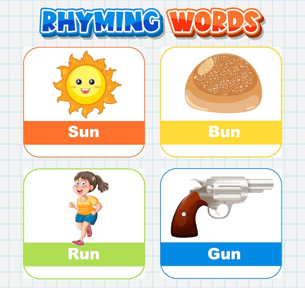 Free Vector rhyming words educational illustration