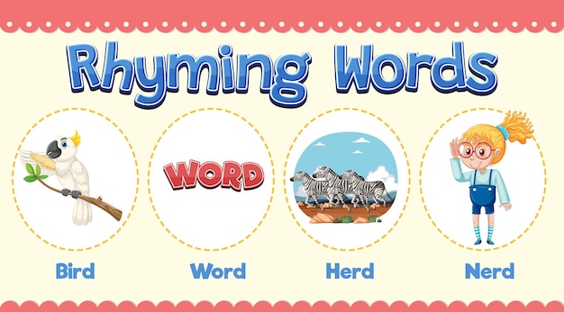 Free Vector rhyming words educational illustration