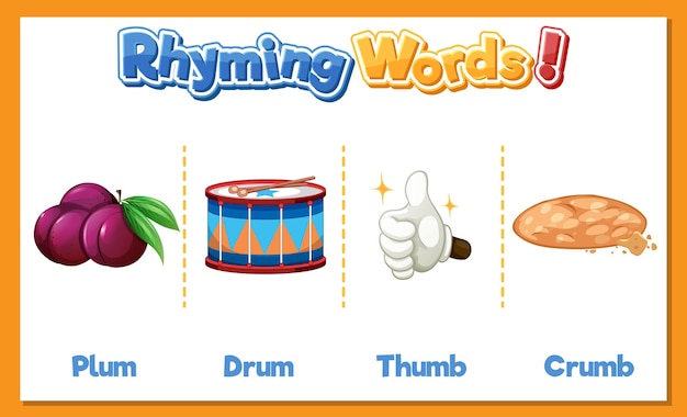 Free Vector rhyming words for kids