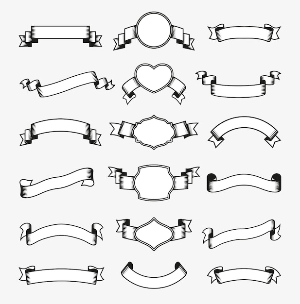 Free Vector ribbon monochrome set