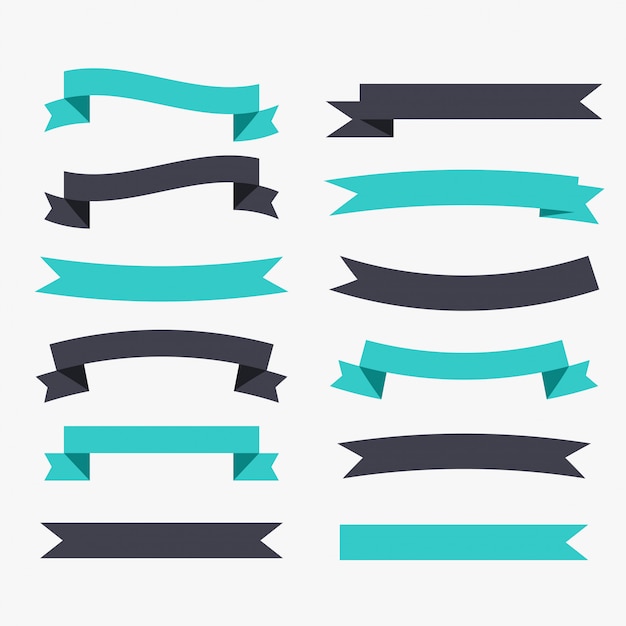 Ribbons decoration set in black and turquoise color