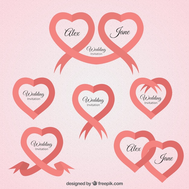 Free Vector ribbons with heart forms