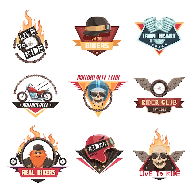 Free Vector rider labels set 