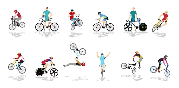 Free Vector riding bicycle illustration racing and championship bmx and mountains