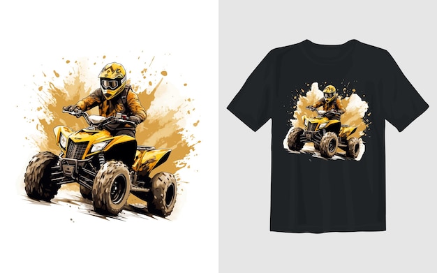 Free Vector riding extreme atv cartoon vector illustration riding extreme atv t shirt design