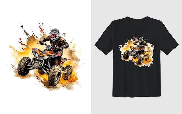 Riding extreme Atv cartoon vector illustration Riding extreme Atv t shirt design