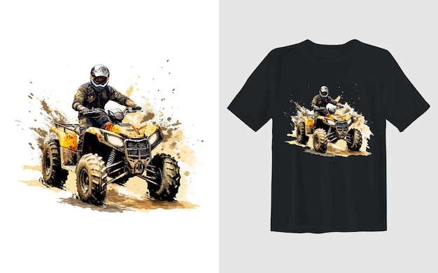 Free Vector riding extreme atv cartoon vector illustration riding extreme atv t shirt design