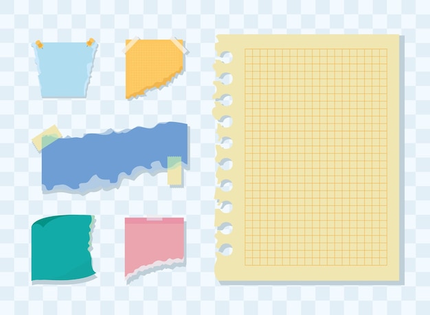 Ripped papers icon set