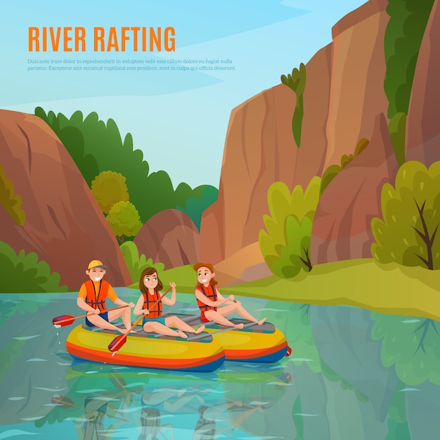 River Rafting Outdoor Composition