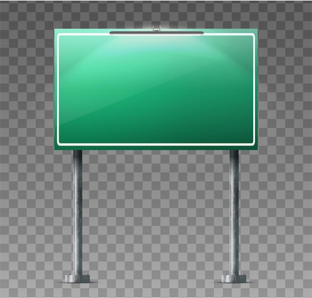 road highway green sign with light spotlight