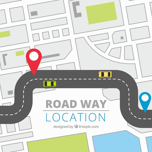 Free Vector road map with pointers in flat style