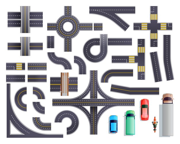 Road Parts Vehicles Set