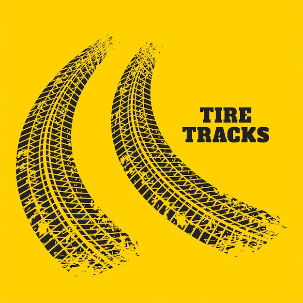 Free vector road tire track prints on yellow background