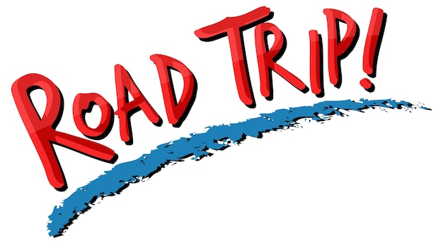 Free vector road trip text icon on white background