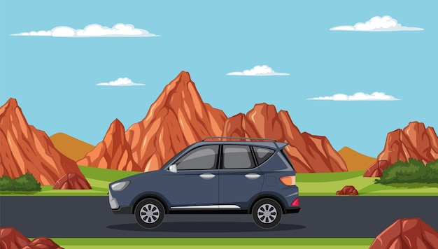 Free vector road trip through desert mountains