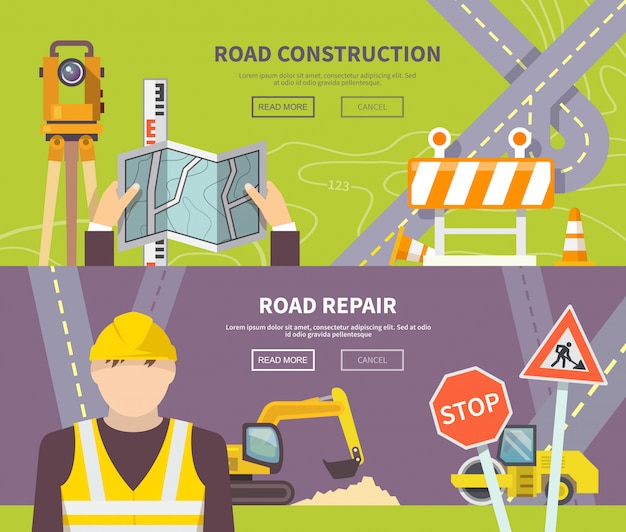 Free Vector road worker banner