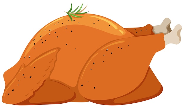 Free Vector roast chicken on white background