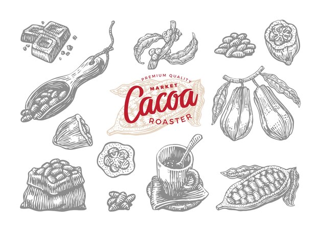 Roast cocoa drawing set