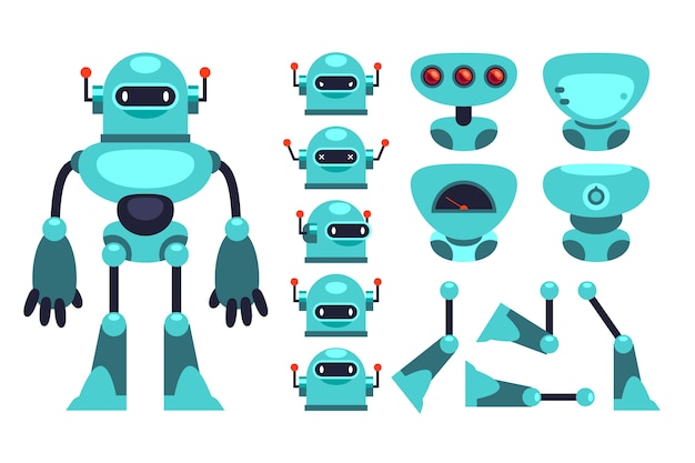 Robot character constructor set illustration