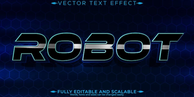 Free vector robot text effect editable technology ai and robotic customizable font style