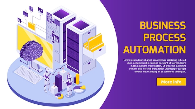 Free Vector robotic process automation with isometric illustration