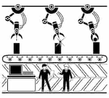 Free vector robotic production conveyor in lineal style