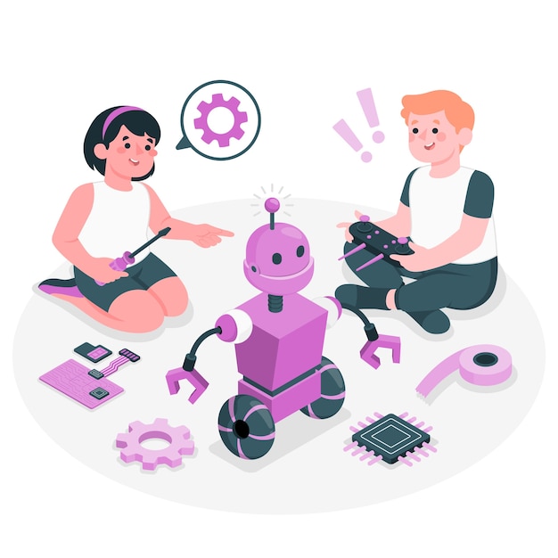 Free Vector robotics for kids concept illustration