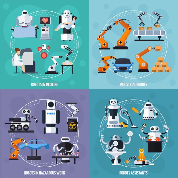 Robots Concept Icons Set 