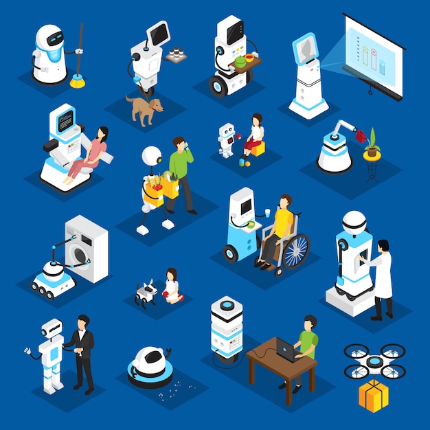 Robots isometric set 