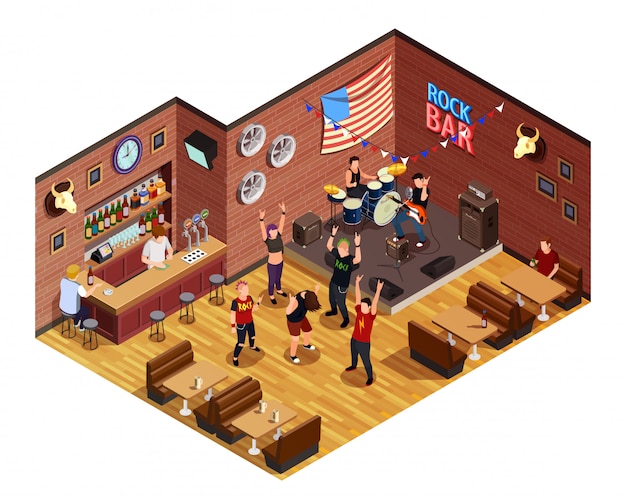 Rock Bar Isometric Composition