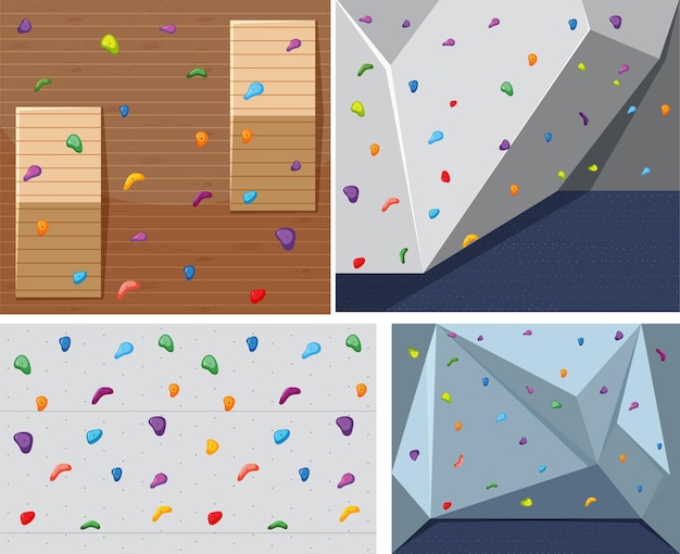 Free Vector rock climbing wall vector set