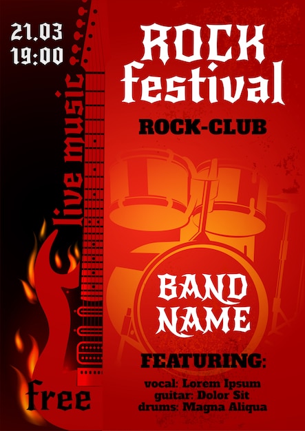 Free vector rock concert poster