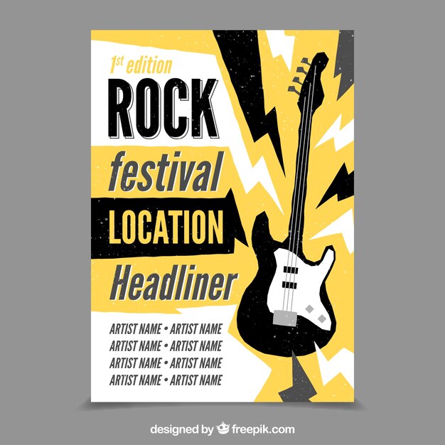 Rock festival background with electric guitar