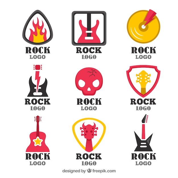 Free Vector rock logo collection with flat design