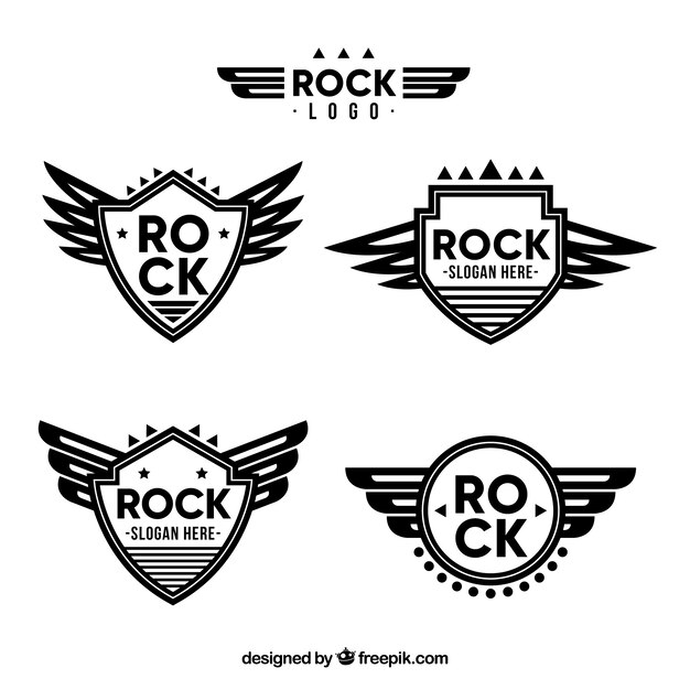 Rock logos collection in flat style