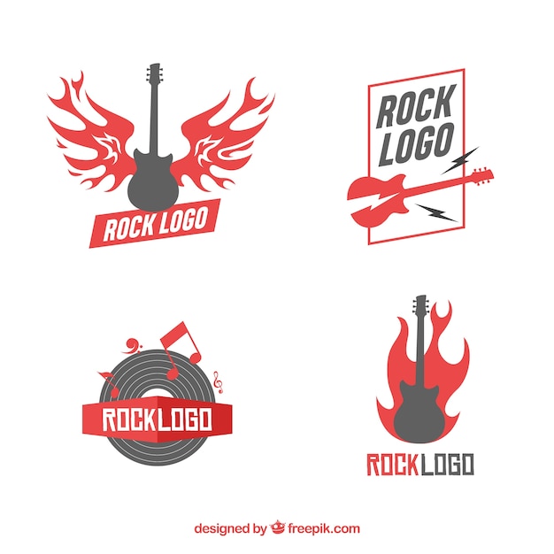 Rock logos collection in flat style