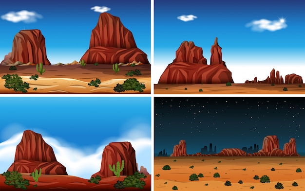 Free Vector rock mountain and desert scene