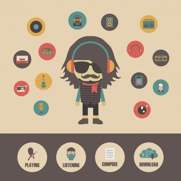 Free Vector rock music character 