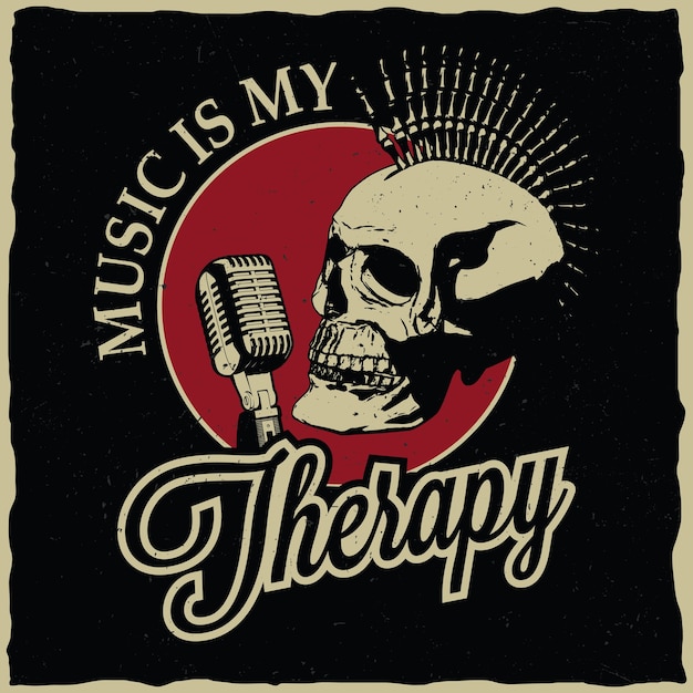 Rock music poster with therapy label design for t-shirts and greeting cards