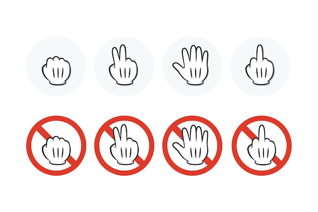 The Rock Paper Scissor game set with middle Finger sign