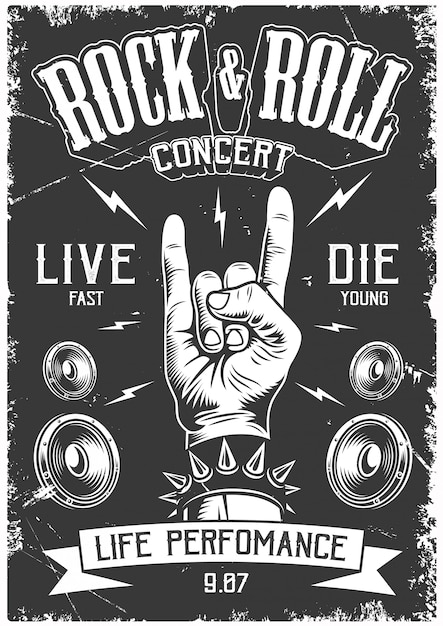 Free vector rock and roll poster