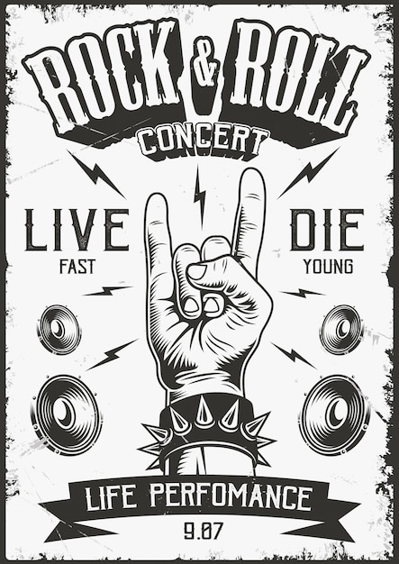 Free Vector rock and roll poster