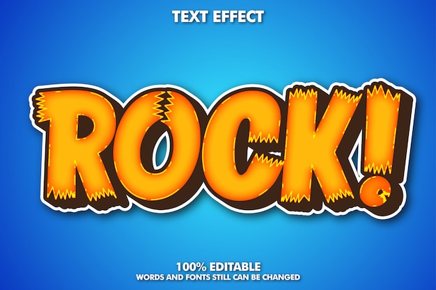 Rock sticker text effect, modern cartoon text effect