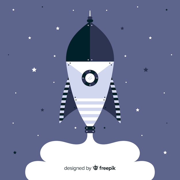 Free vector rocket background in flat design